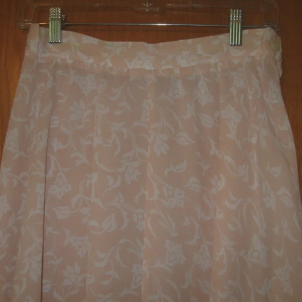 Coral Sheer Skirt with White Flowers
